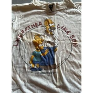 Vintage 1990 The Simpsons Like Father Like Son Kids Shirt Made in USA White Smal